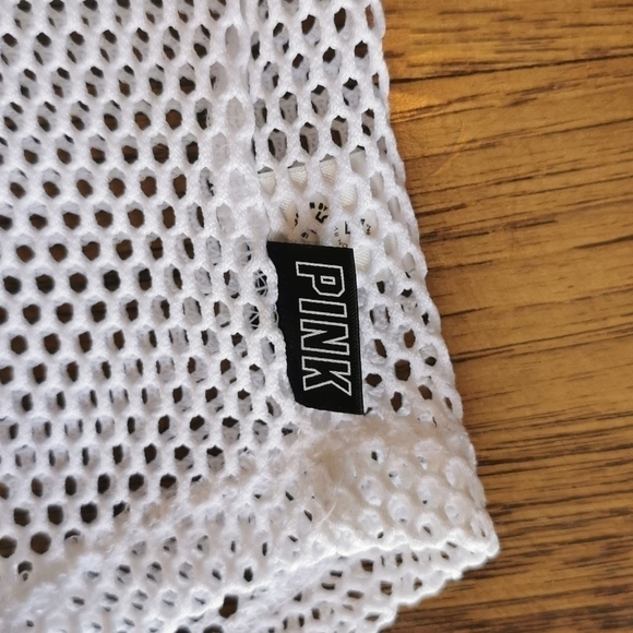 𝅺Pink Victoria's Secret Tank Retro White Mesh Medium - Picture 5 of 5